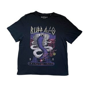 Buffalo David Bitton purple cobra print Black Short Sleeve Graphic Tee
